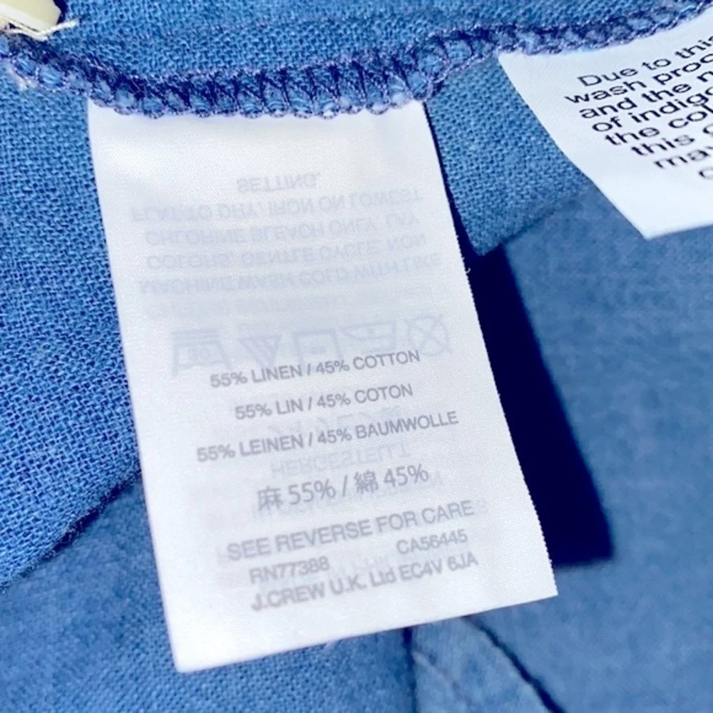 Madewell blue chambray top size small linen blend